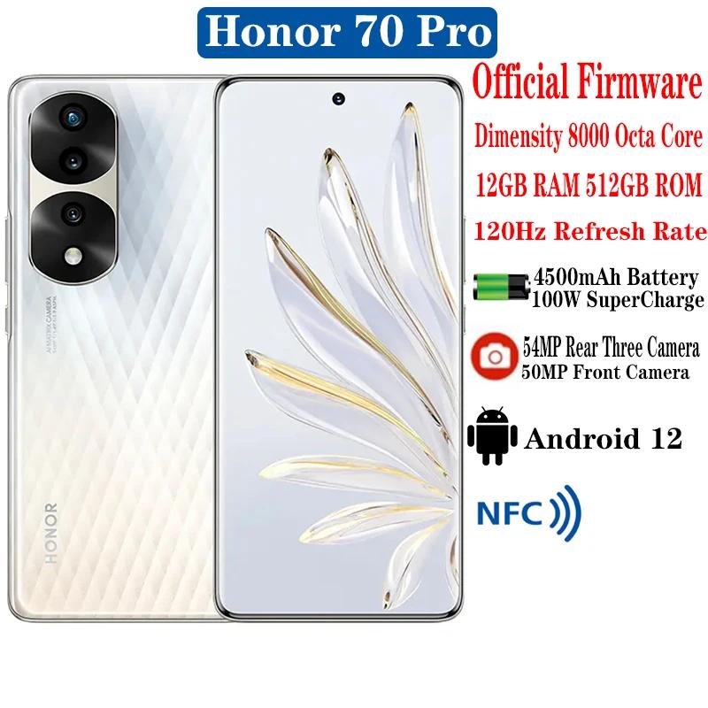 Honor 70 Pro 5G ޴ Ƽ 8000 Ÿ ھ, 6.78 ġ 120Hz, ȵ̵ 12, 4500mAh ͸, 100W, 54MP, 3  ĸ ī޶ NFC